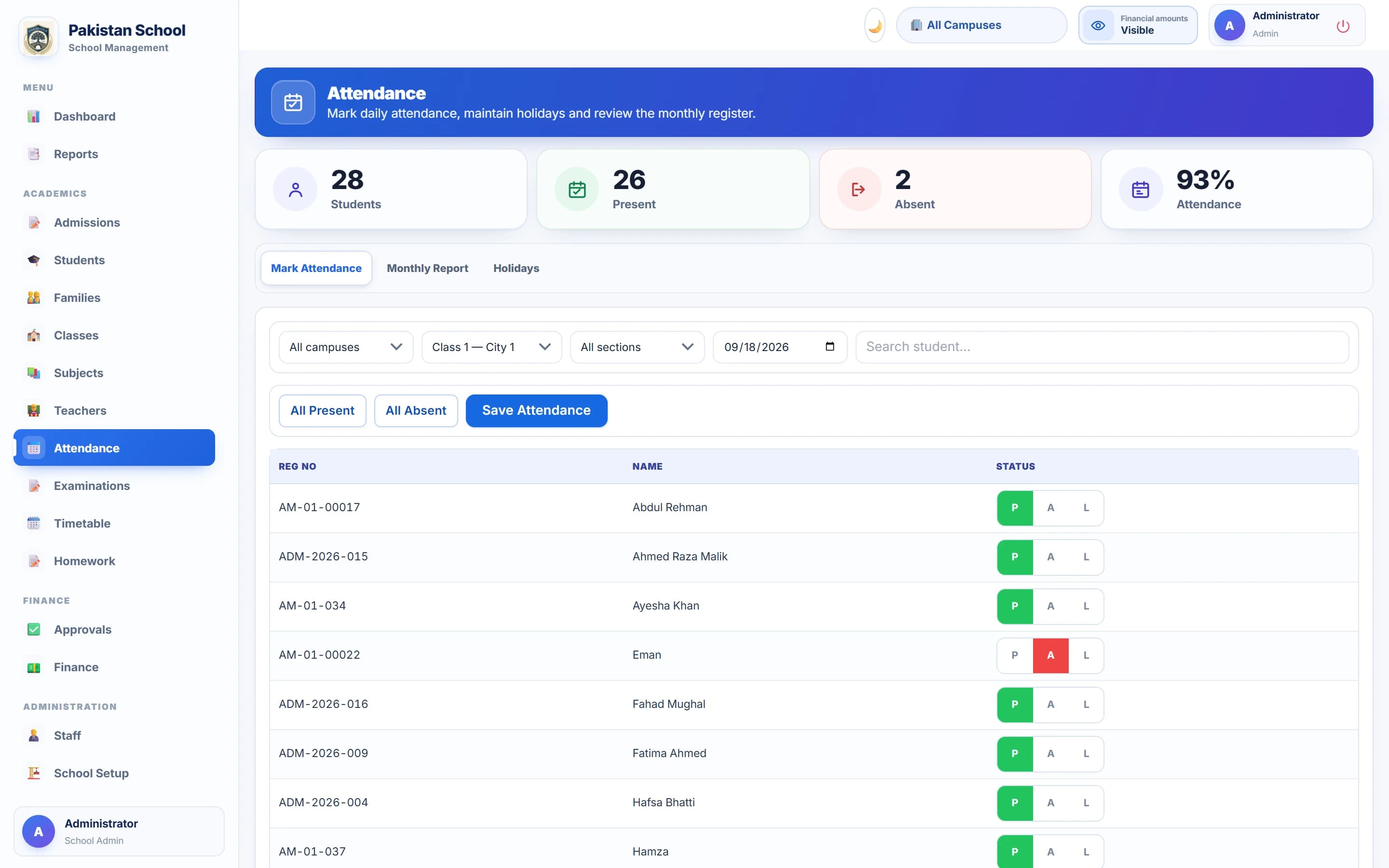 Attendance in seconds